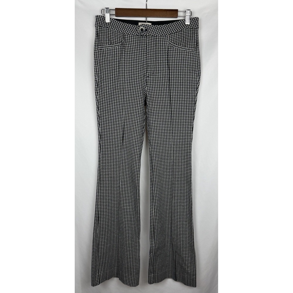 Anthropologie The Essential Trouser Houndstooth Bootcut Pants Sz 4 Black White